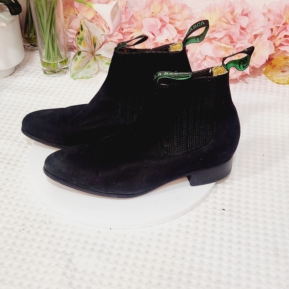 La BARCA Black Leather Botin Charro Ankle Unisex Pull On Chelsea Boots 8.5 - Picture 2 of 9